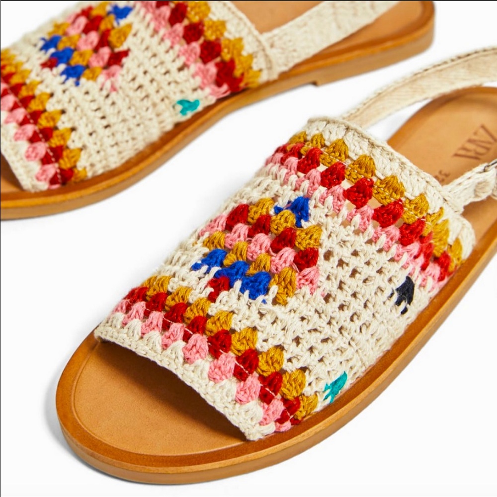 Zara Crocheted Flat Sandals